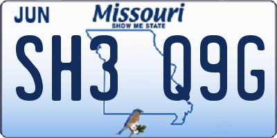 MO license plate SH3Q9G