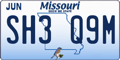 MO license plate SH3Q9M