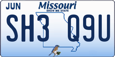 MO license plate SH3Q9U