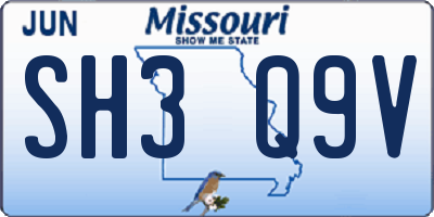 MO license plate SH3Q9V
