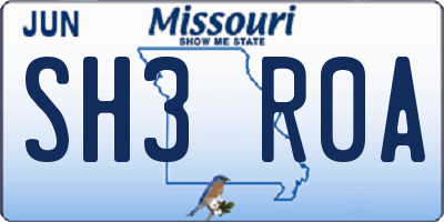 MO license plate SH3R0A