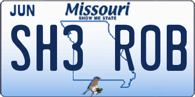 MO license plate SH3R0B