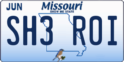 MO license plate SH3R0I