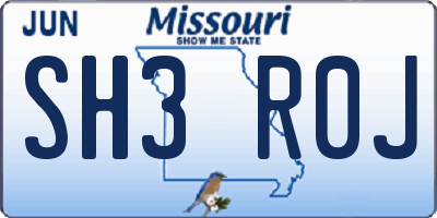 MO license plate SH3R0J