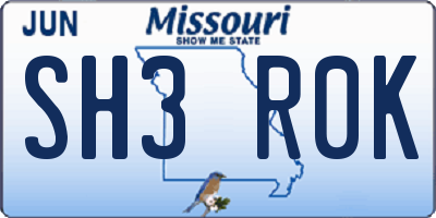 MO license plate SH3R0K