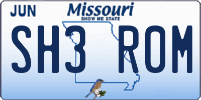 MO license plate SH3R0M