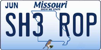 MO license plate SH3R0P