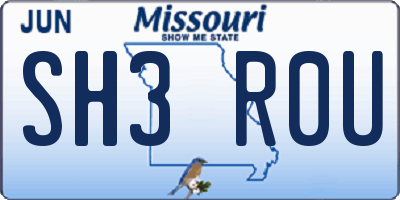 MO license plate SH3R0U