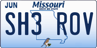 MO license plate SH3R0V