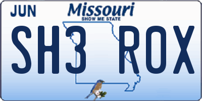 MO license plate SH3R0X