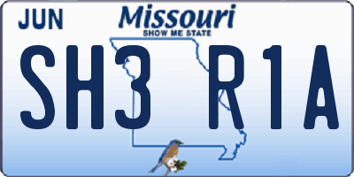 MO license plate SH3R1A