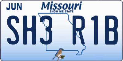 MO license plate SH3R1B