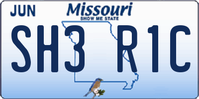 MO license plate SH3R1C