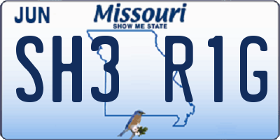 MO license plate SH3R1G