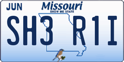 MO license plate SH3R1I