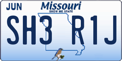 MO license plate SH3R1J