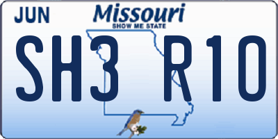 MO license plate SH3R1O