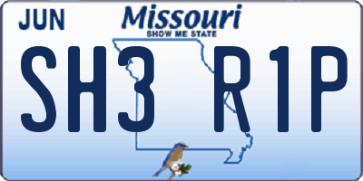 MO license plate SH3R1P