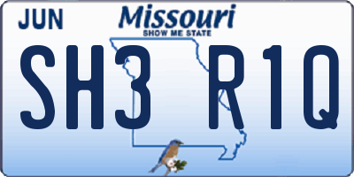 MO license plate SH3R1Q