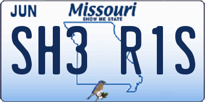 MO license plate SH3R1S