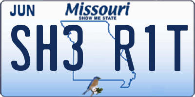 MO license plate SH3R1T