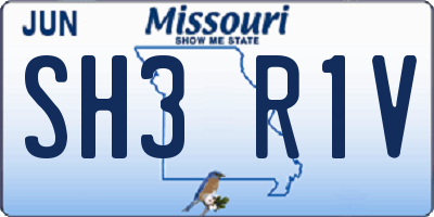 MO license plate SH3R1V