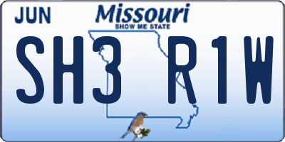 MO license plate SH3R1W