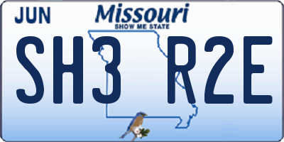 MO license plate SH3R2E