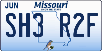 MO license plate SH3R2F