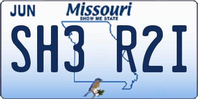 MO license plate SH3R2I