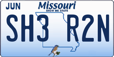 MO license plate SH3R2N