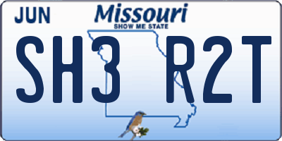 MO license plate SH3R2T