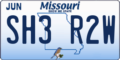 MO license plate SH3R2W