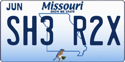 MO license plate SH3R2X