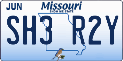 MO license plate SH3R2Y
