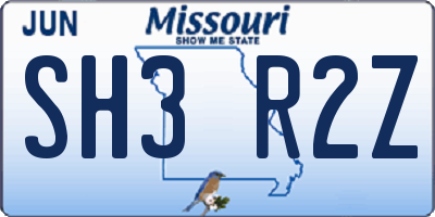 MO license plate SH3R2Z