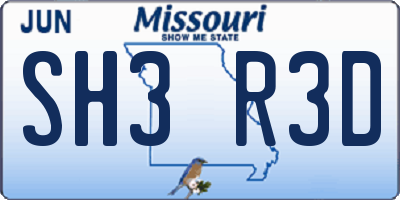 MO license plate SH3R3D