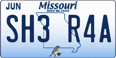 MO license plate SH3R4A
