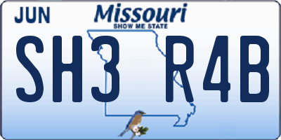 MO license plate SH3R4B