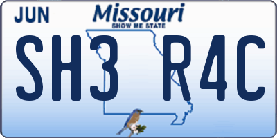 MO license plate SH3R4C
