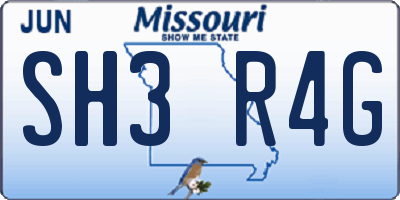 MO license plate SH3R4G