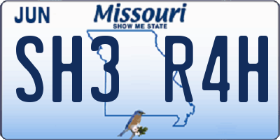 MO license plate SH3R4H
