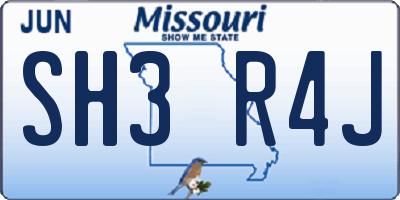 MO license plate SH3R4J