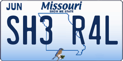 MO license plate SH3R4L