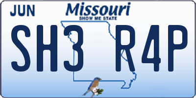 MO license plate SH3R4P