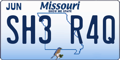 MO license plate SH3R4Q