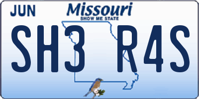 MO license plate SH3R4S