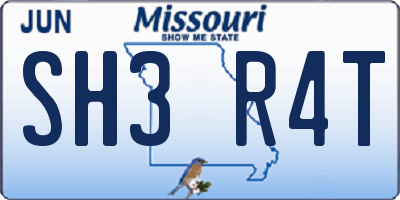 MO license plate SH3R4T