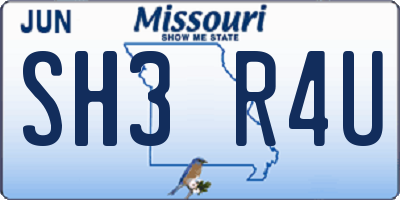 MO license plate SH3R4U