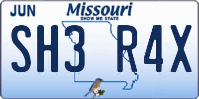 MO license plate SH3R4X